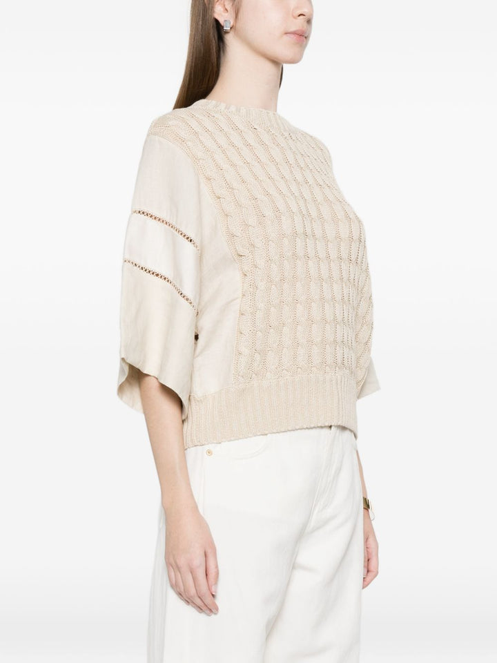 Maglione a trecce con pannelli