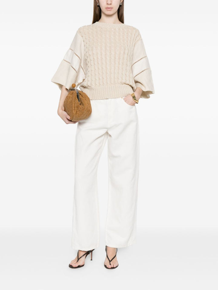 Maglione a trecce con pannelli