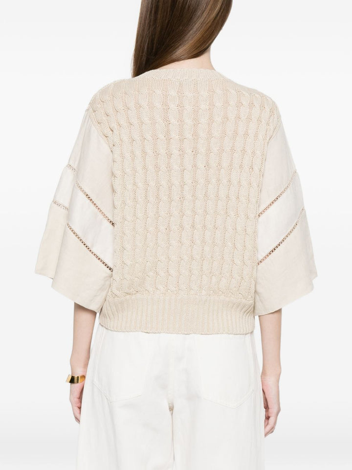 Maglione a trecce con pannelli