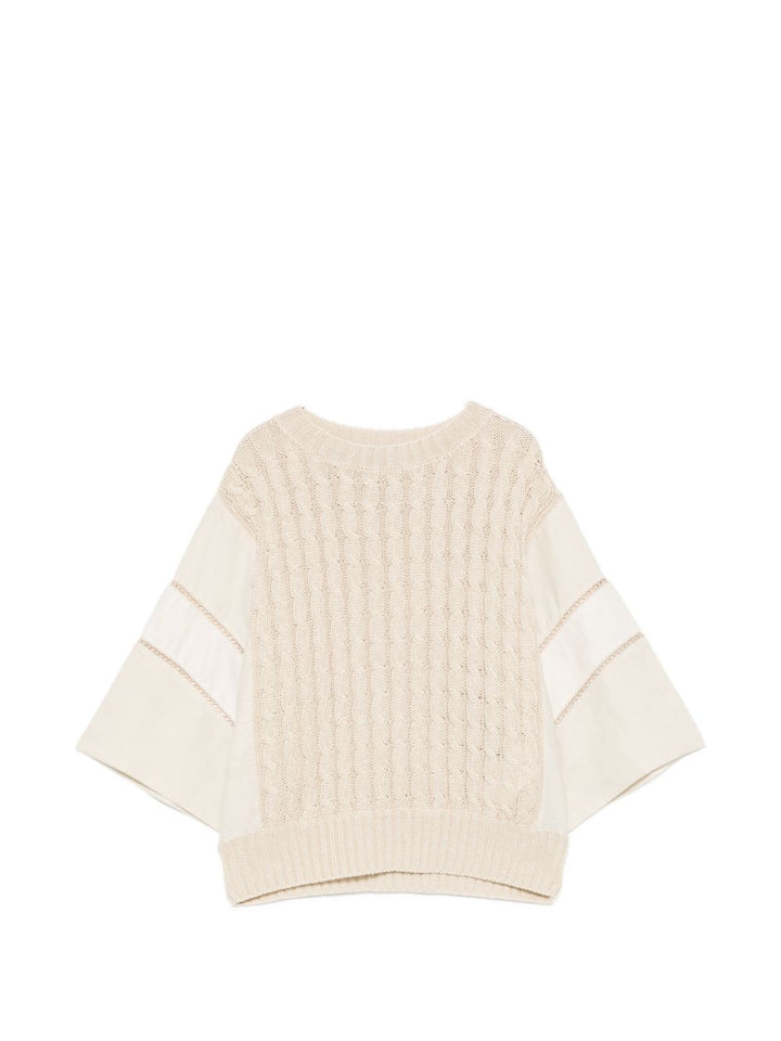 Maglione a trecce con pannelli
