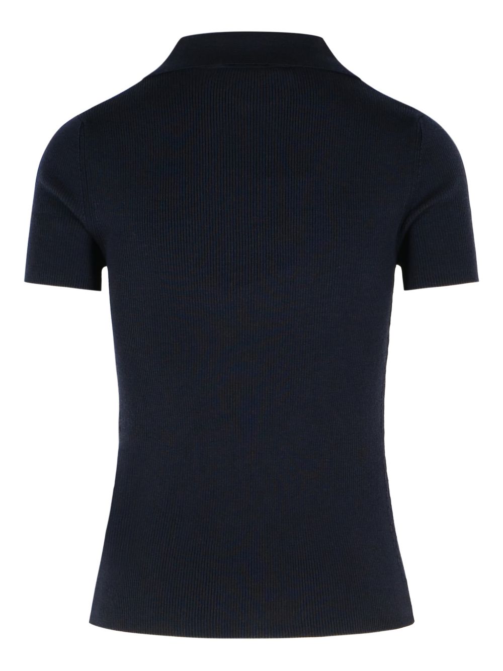 Polo in lana vergine blu mezza manica "albero"