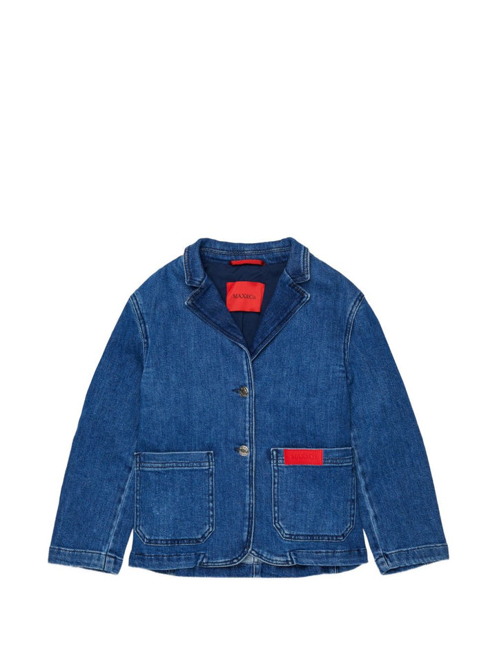 Blazer denim con logo
