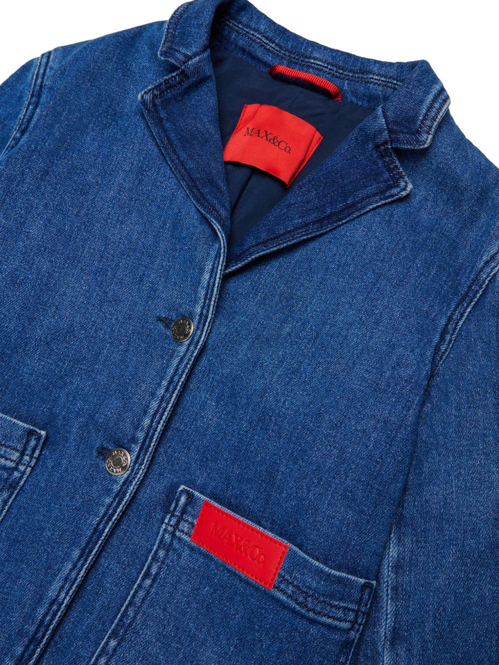 Blazer denim con logo