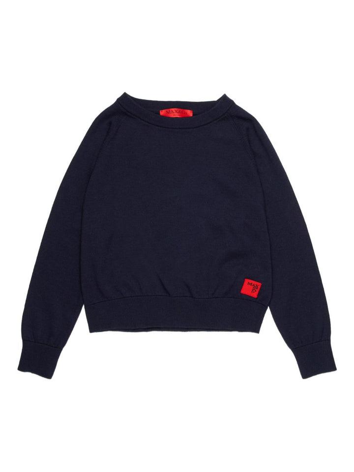 Maglia girocollo in tessuto e logo