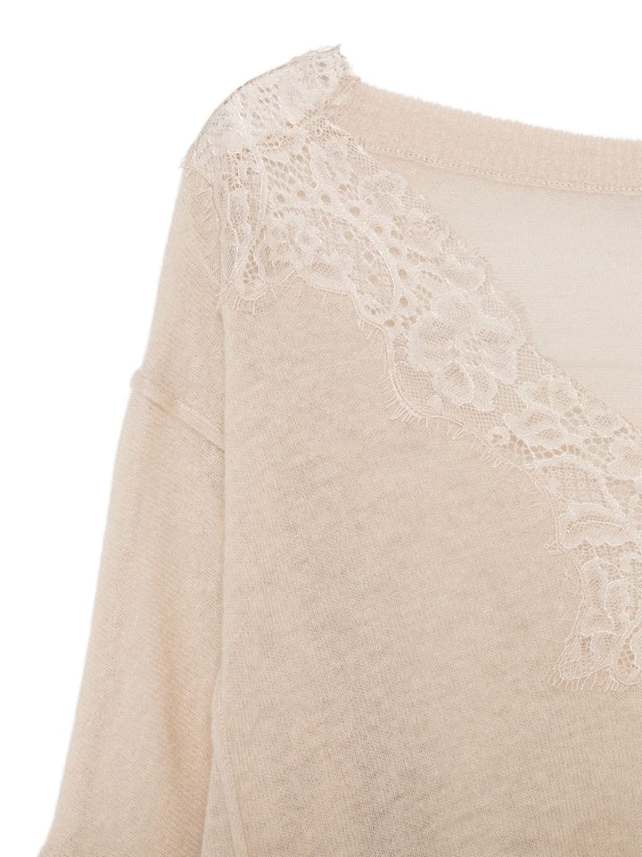 Maglione "Aera" con scollo a V e dettagli in pizzo