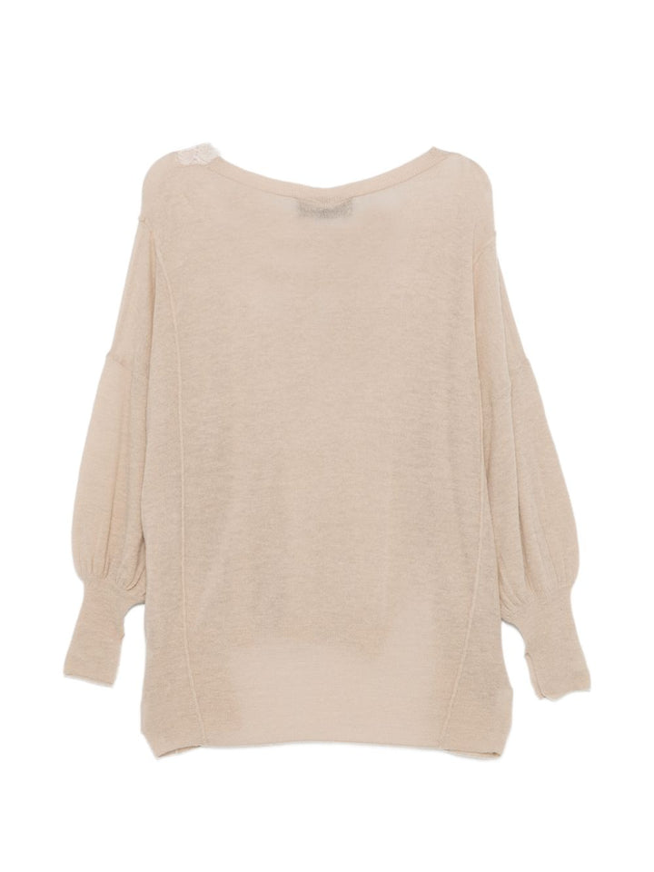Maglione "Aera" con scollo a V e dettagli in pizzo