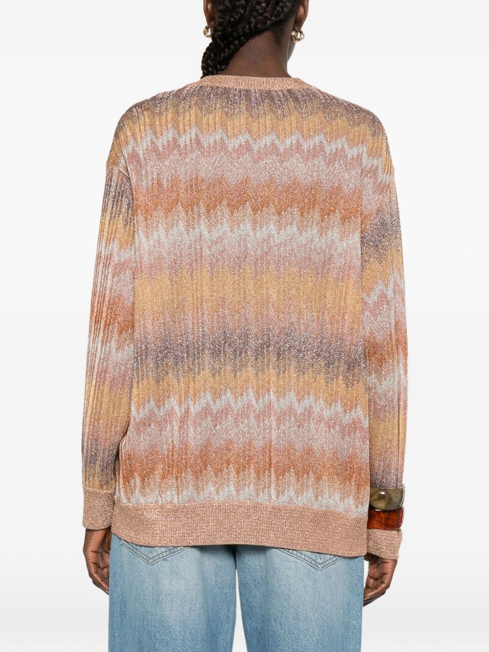 Cardigan con bottoni, scollo a V vestibilità ampia, fantasia geometrica