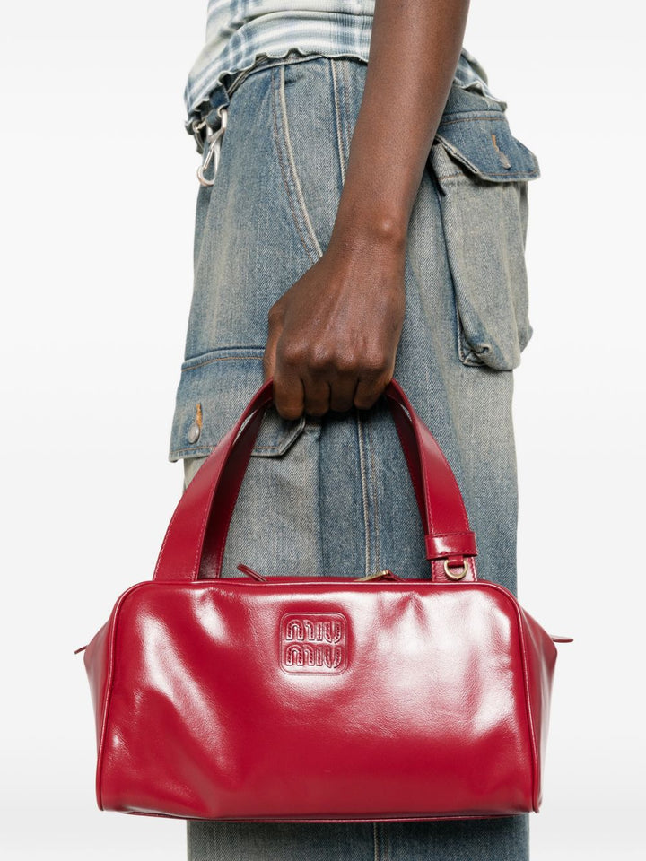 Borsa a spalla in pelle con zip