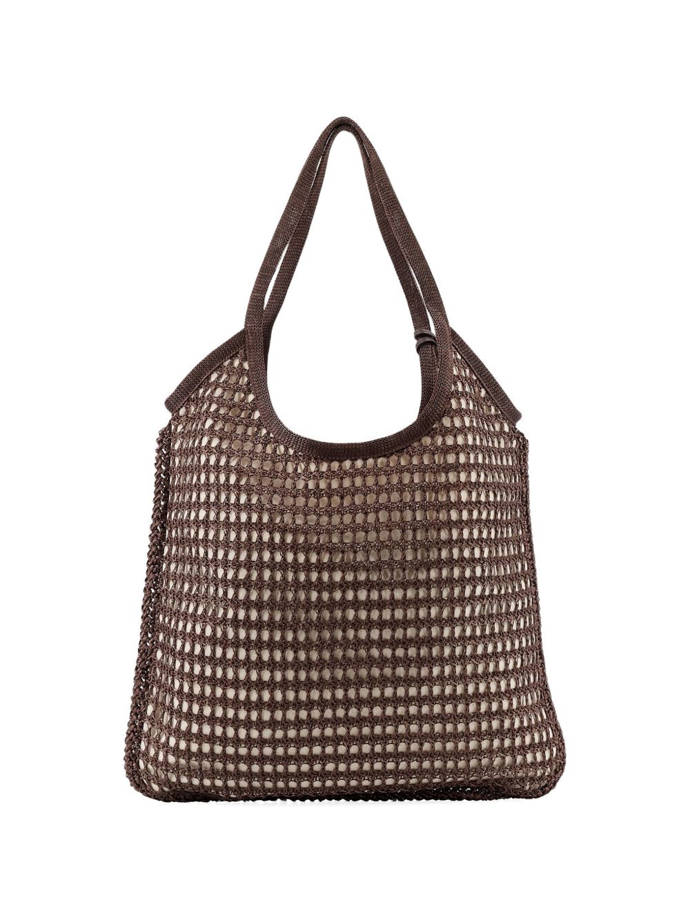 Borsa shopping in rete all'uncinetto con logo tono su tono