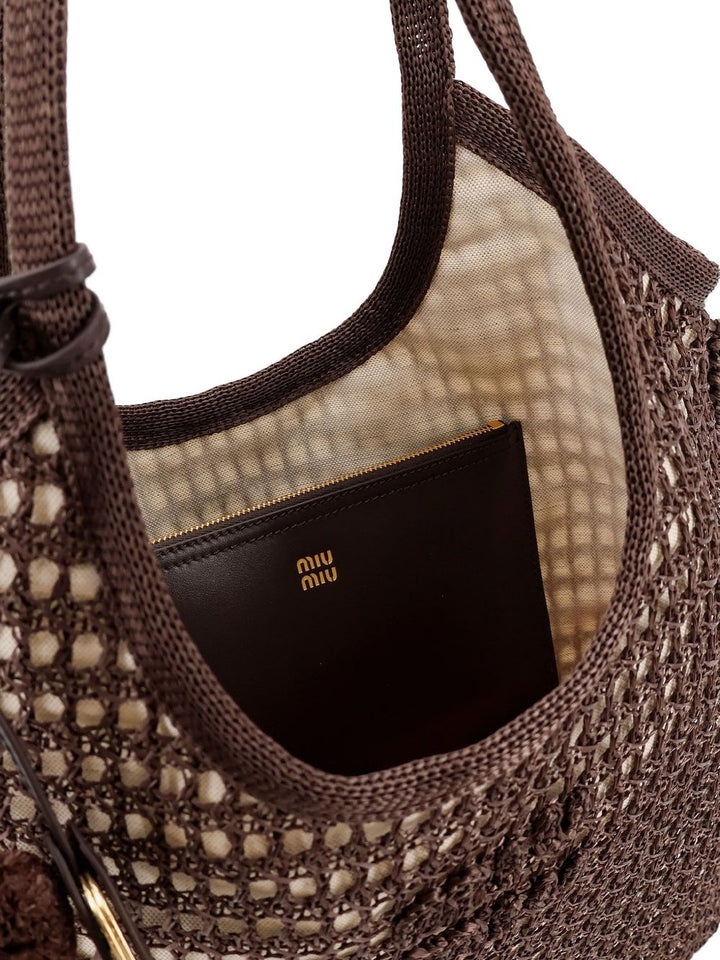 Borsa shopping in rete all'uncinetto con logo tono su tono