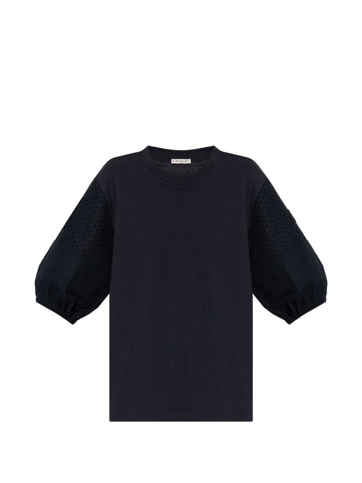 T-shirt traforata con maniche a palloncino