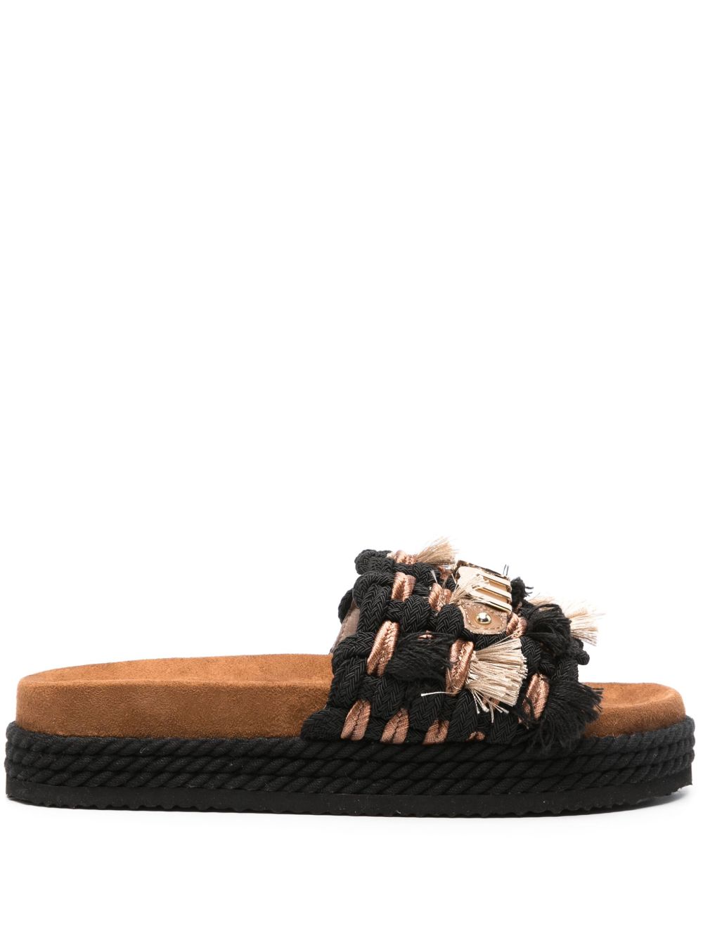 Sandalo Monofascia Con Frange In Corda