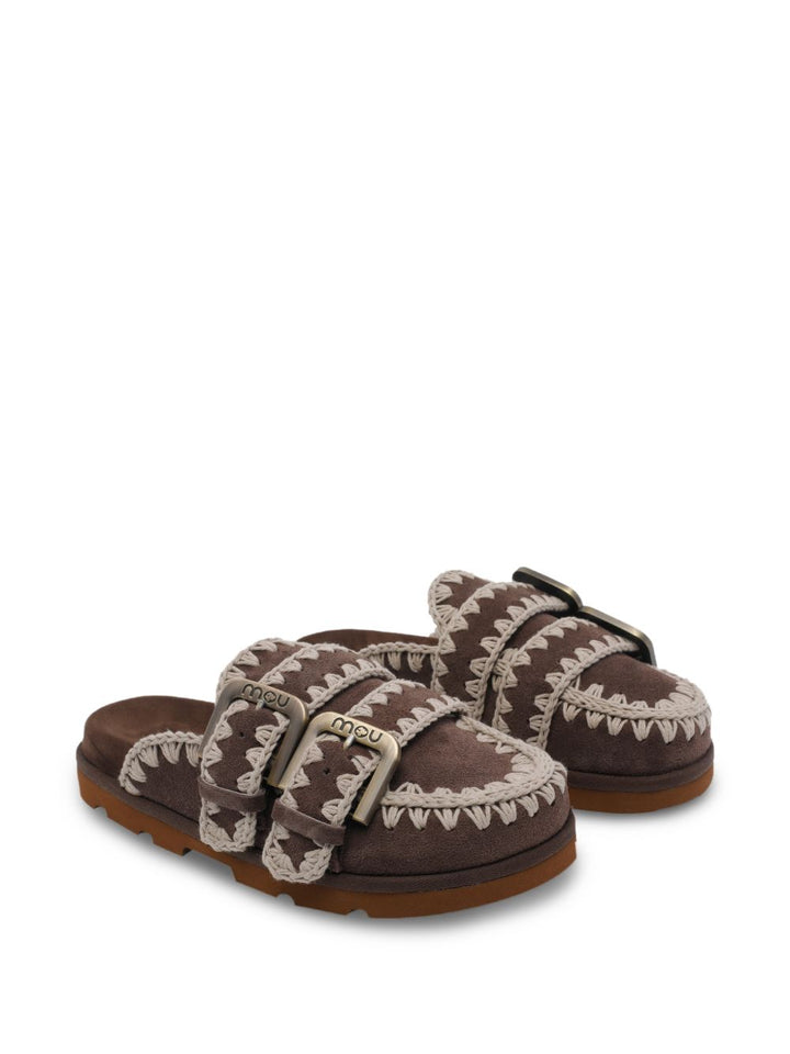 Sabot marroni in pelle scamosciata