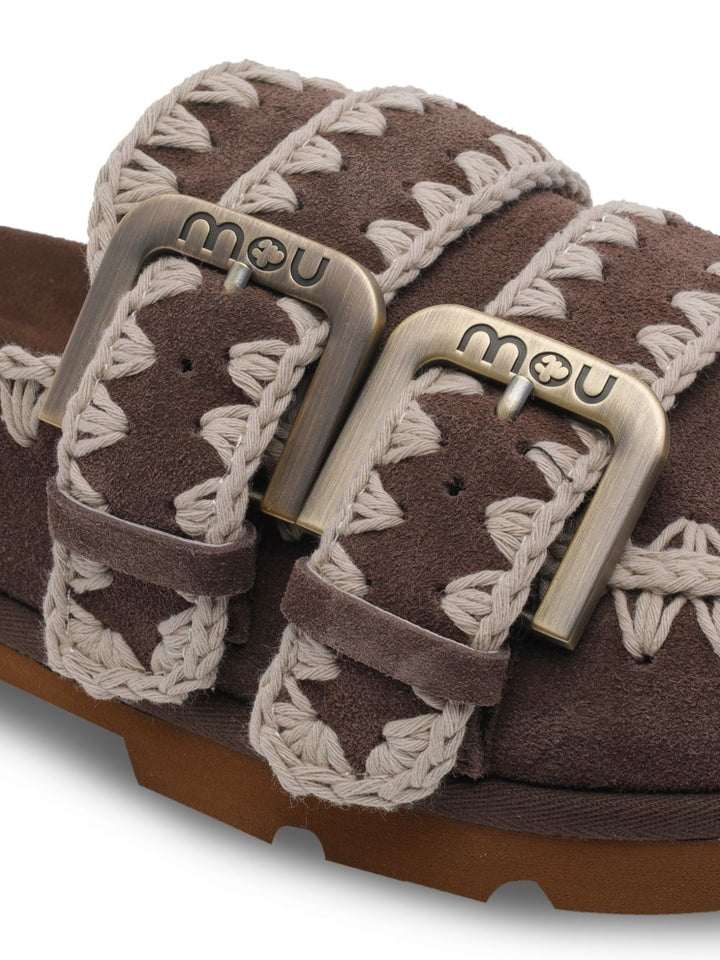 Sabot marroni in pelle scamosciata