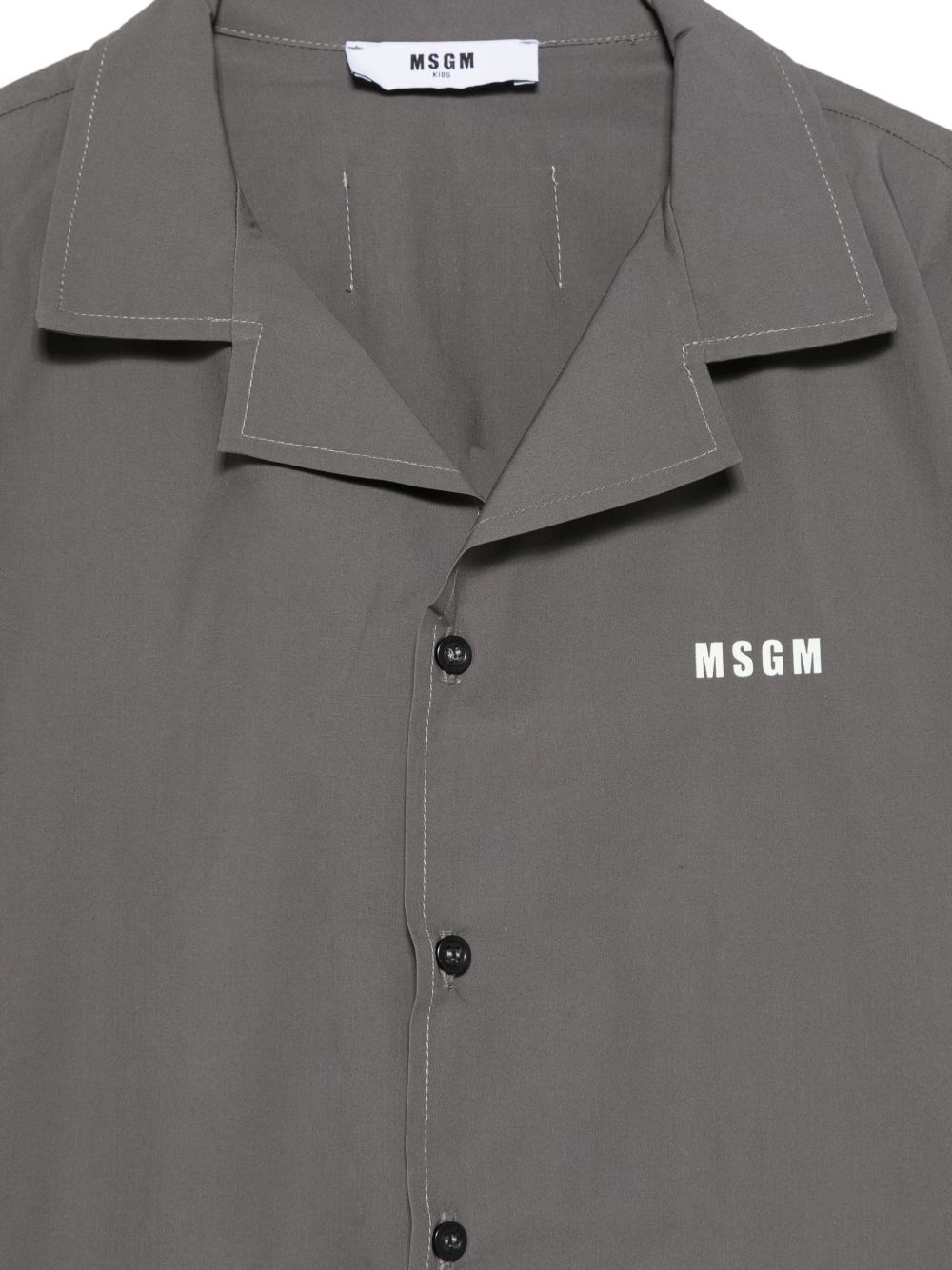 Camicia di cotone manica corta con bottoni e logo