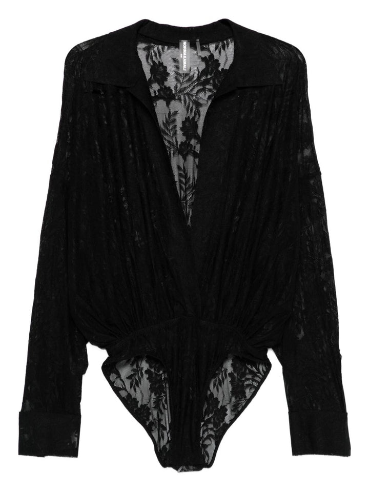 Norma Kamali Body in pizzo floreale nero