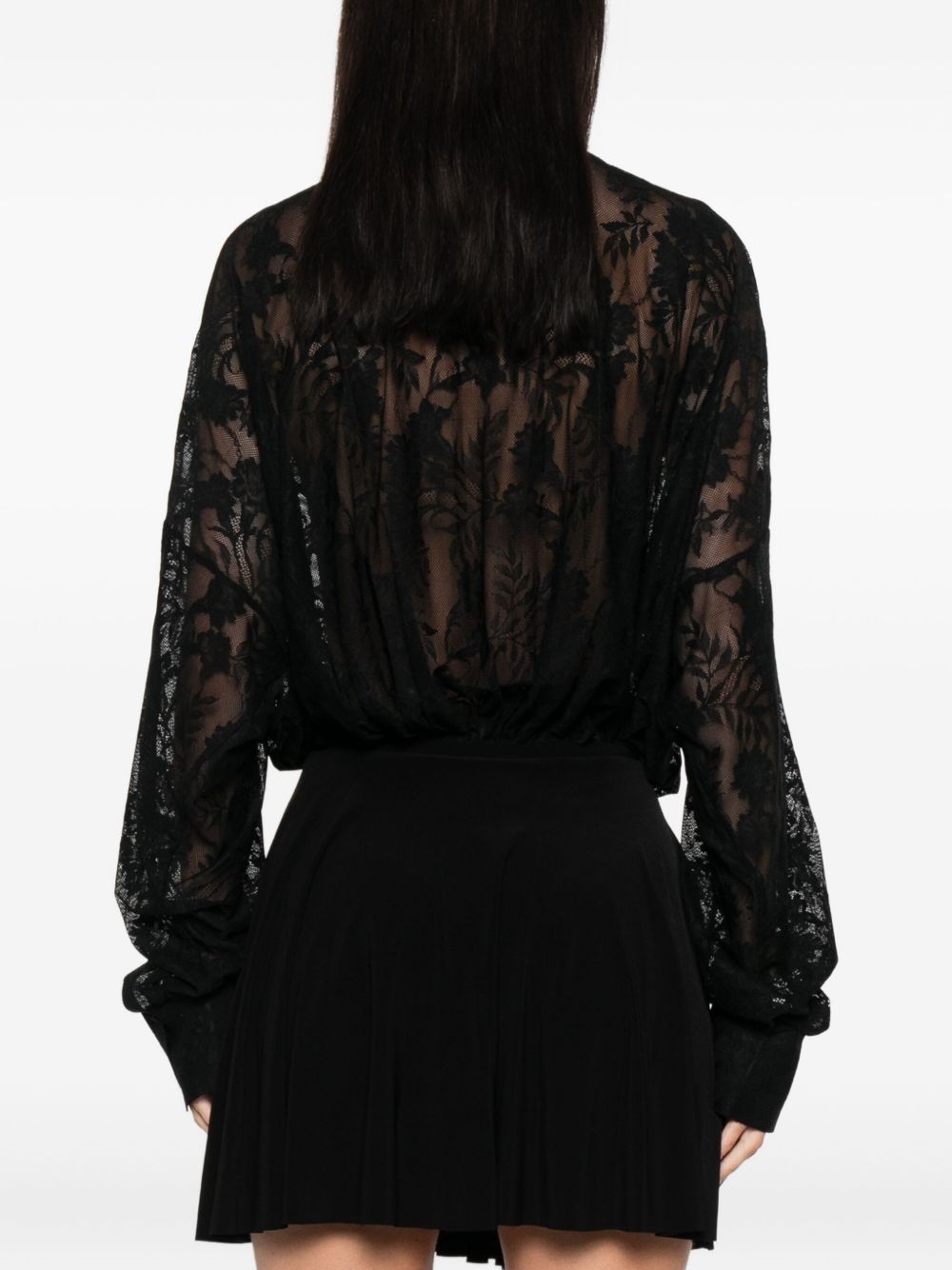 Norma Kamali Body in pizzo floreale nero