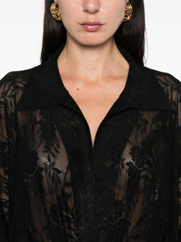 Norma Kamali Body in pizzo floreale nero