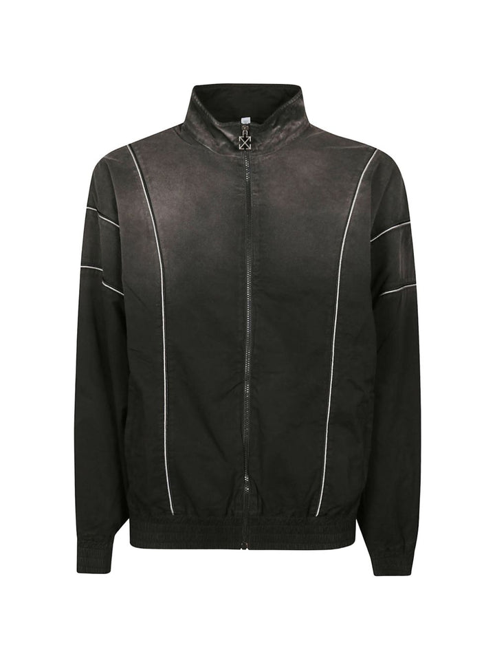 giacca con zip e profili a contrasto