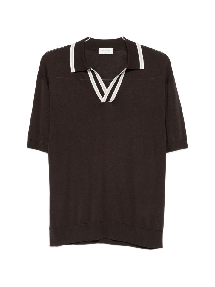 Polo in maglia di cotone mezza manica con colletto e scollo a V