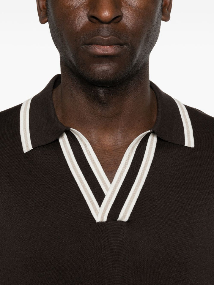 Polo in maglia di cotone mezza manica con colletto e scollo a V