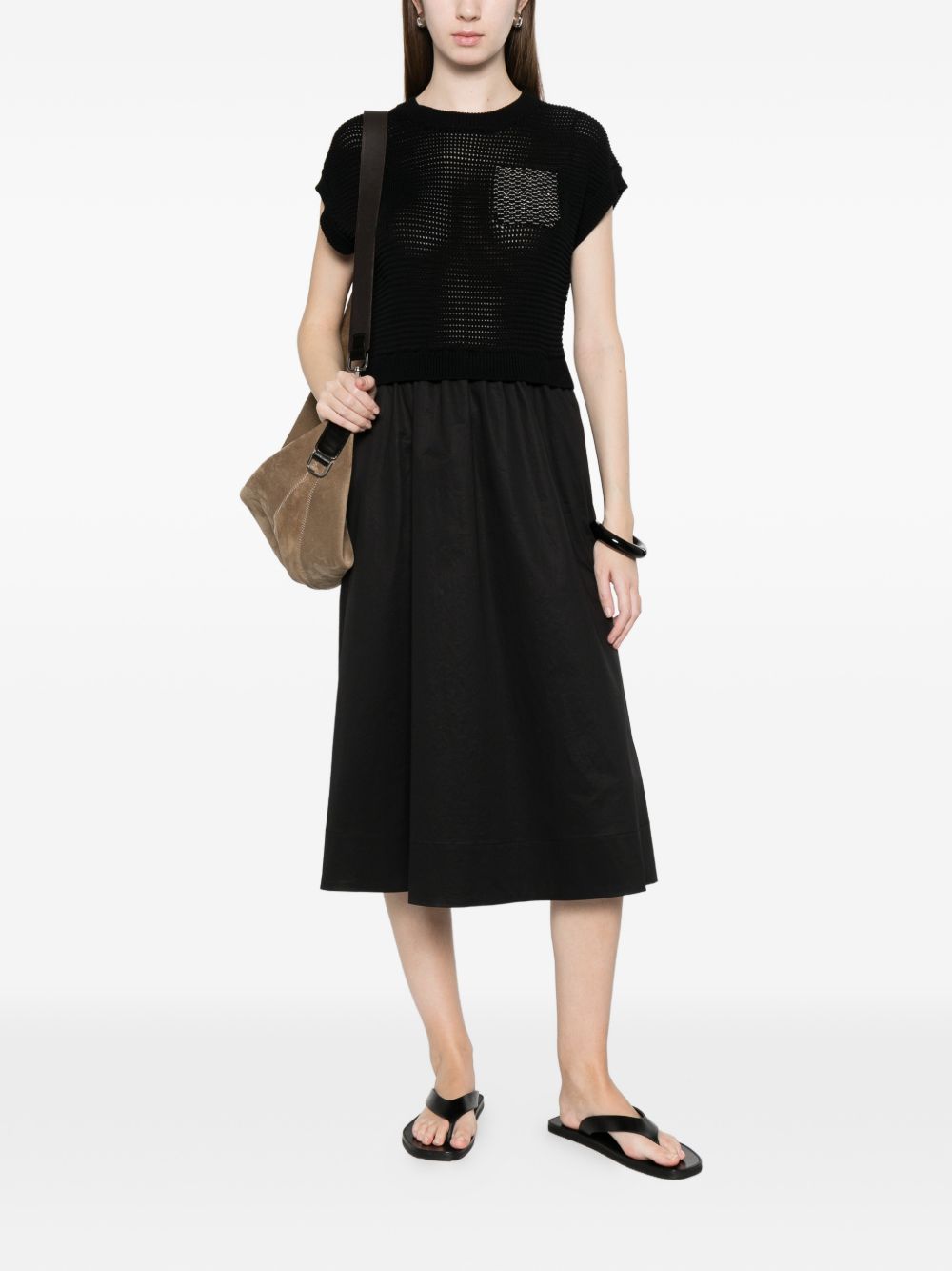 Abito midi con pannelli in maglia