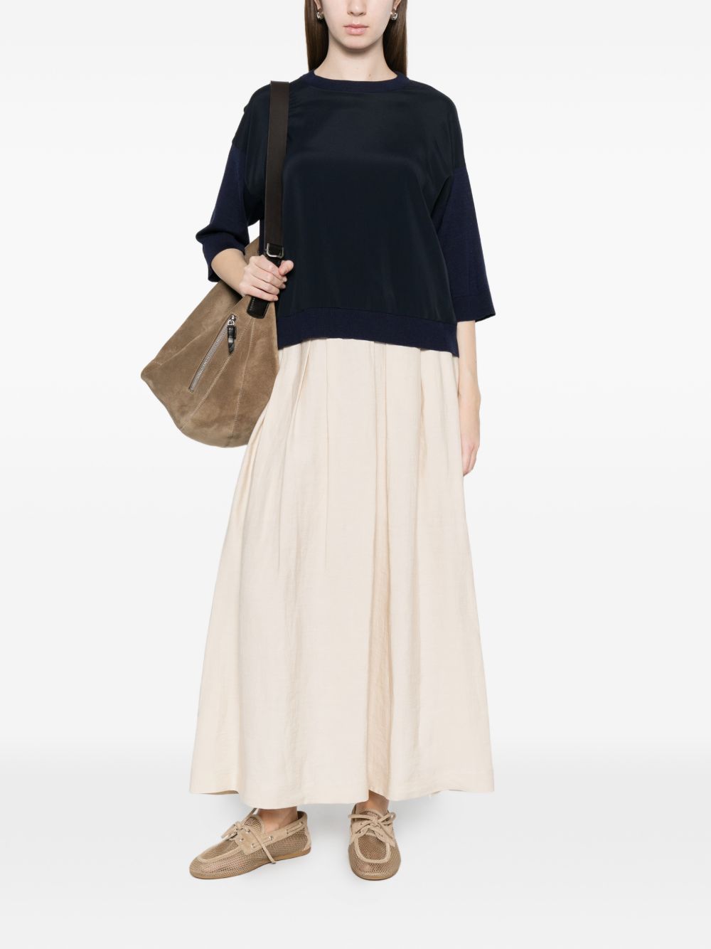 top in maglia a pannelli