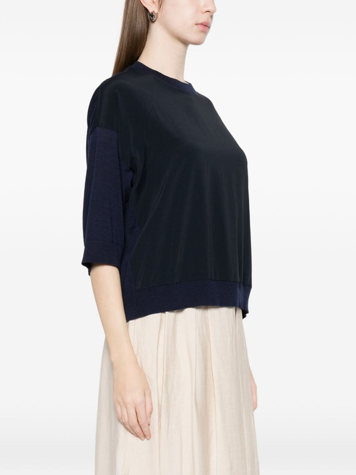 top in maglia a pannelli
