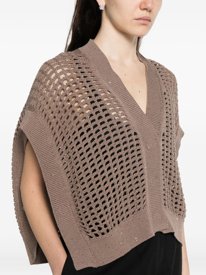 Cardigan traforato con scollo a V