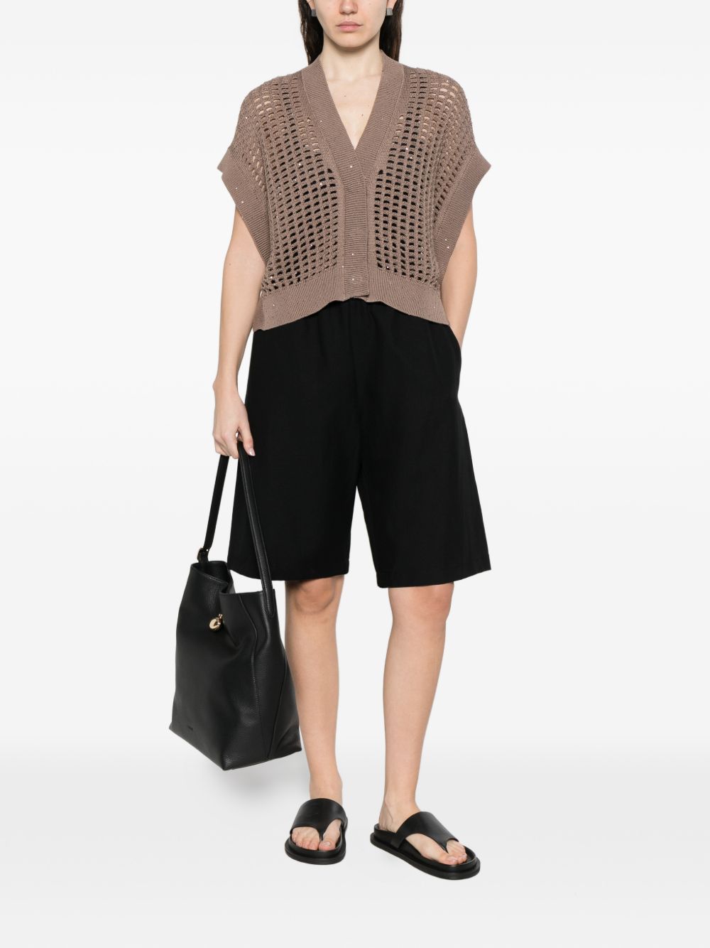 Cardigan traforato con scollo a V