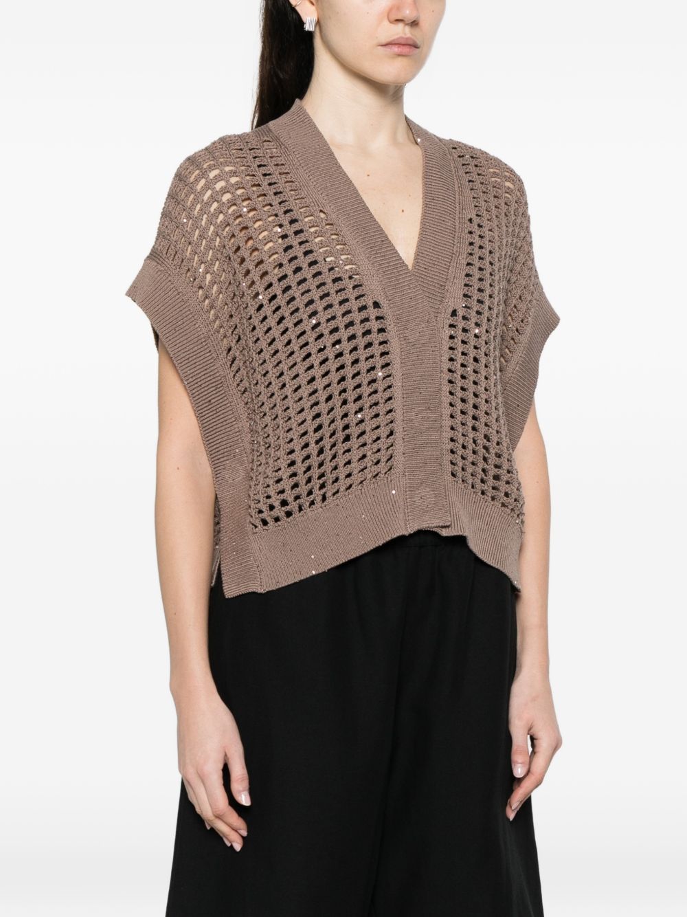 Cardigan traforato con scollo a V