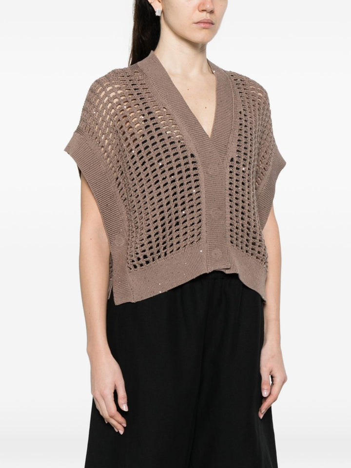 Cardigan traforato con scollo a V