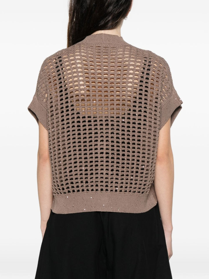 Cardigan traforato con scollo a V