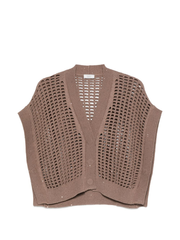 Cardigan traforato con scollo a V