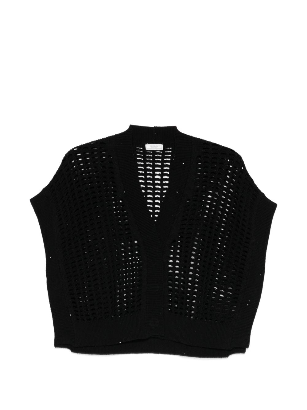 Gilet nero aperta con scollo a V e maniche corte