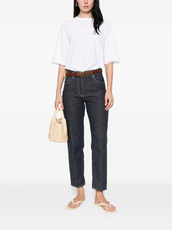 pantaloni cinque tasche con impunture