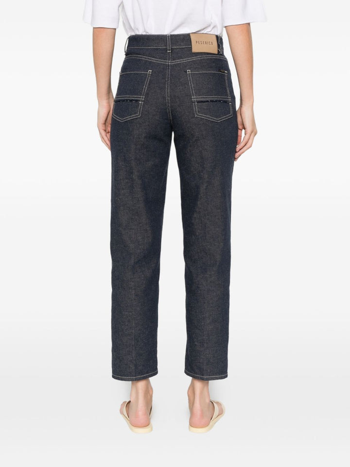 pantaloni cinque tasche con impunture