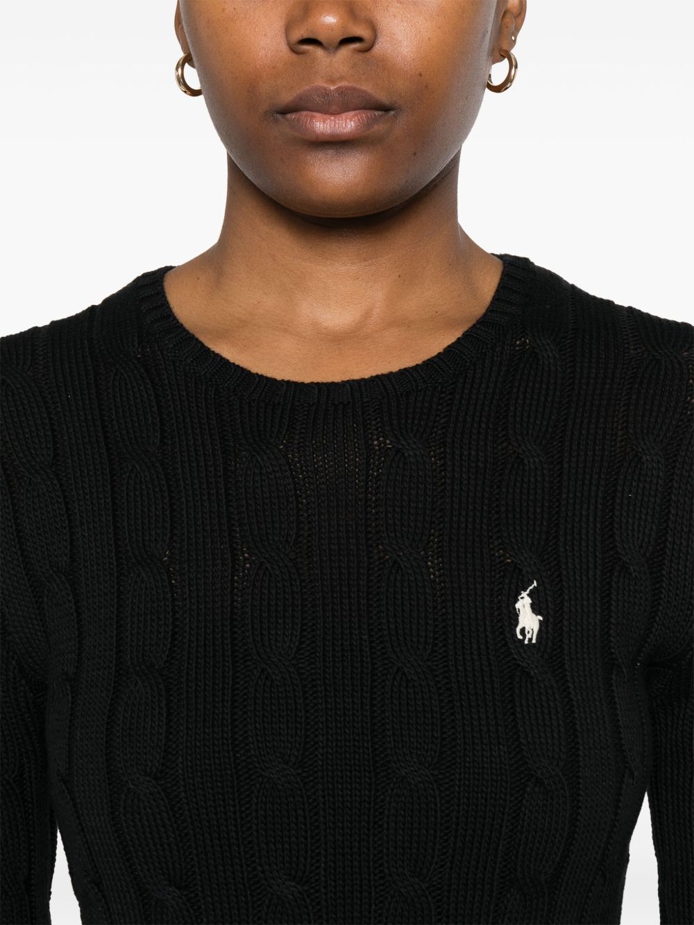 Maglia "Julianna" girocollo a trecce piatte e logo pony