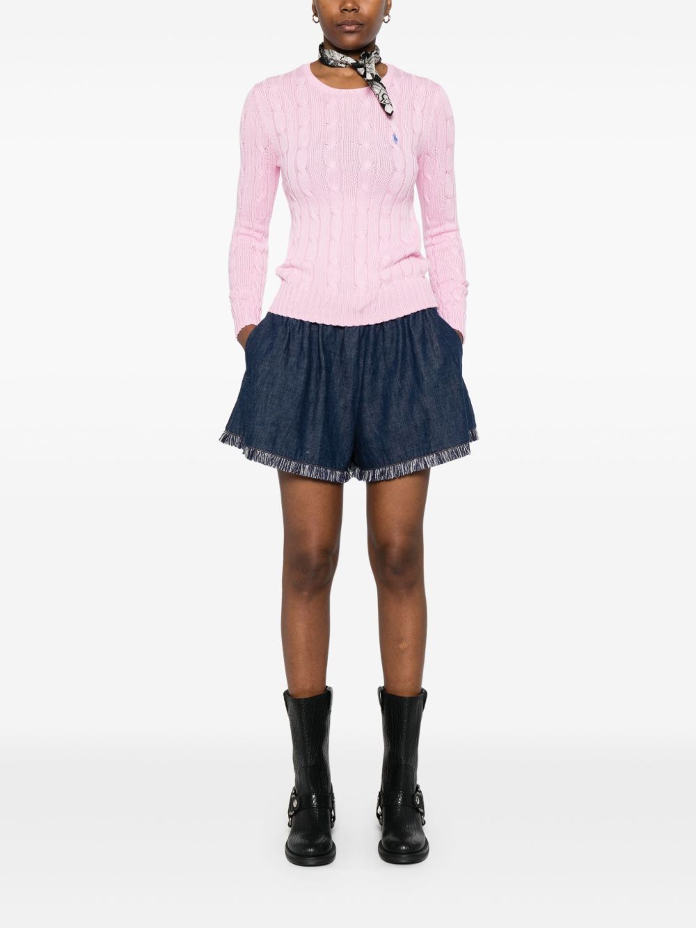 Maglione con logo rosa cipria