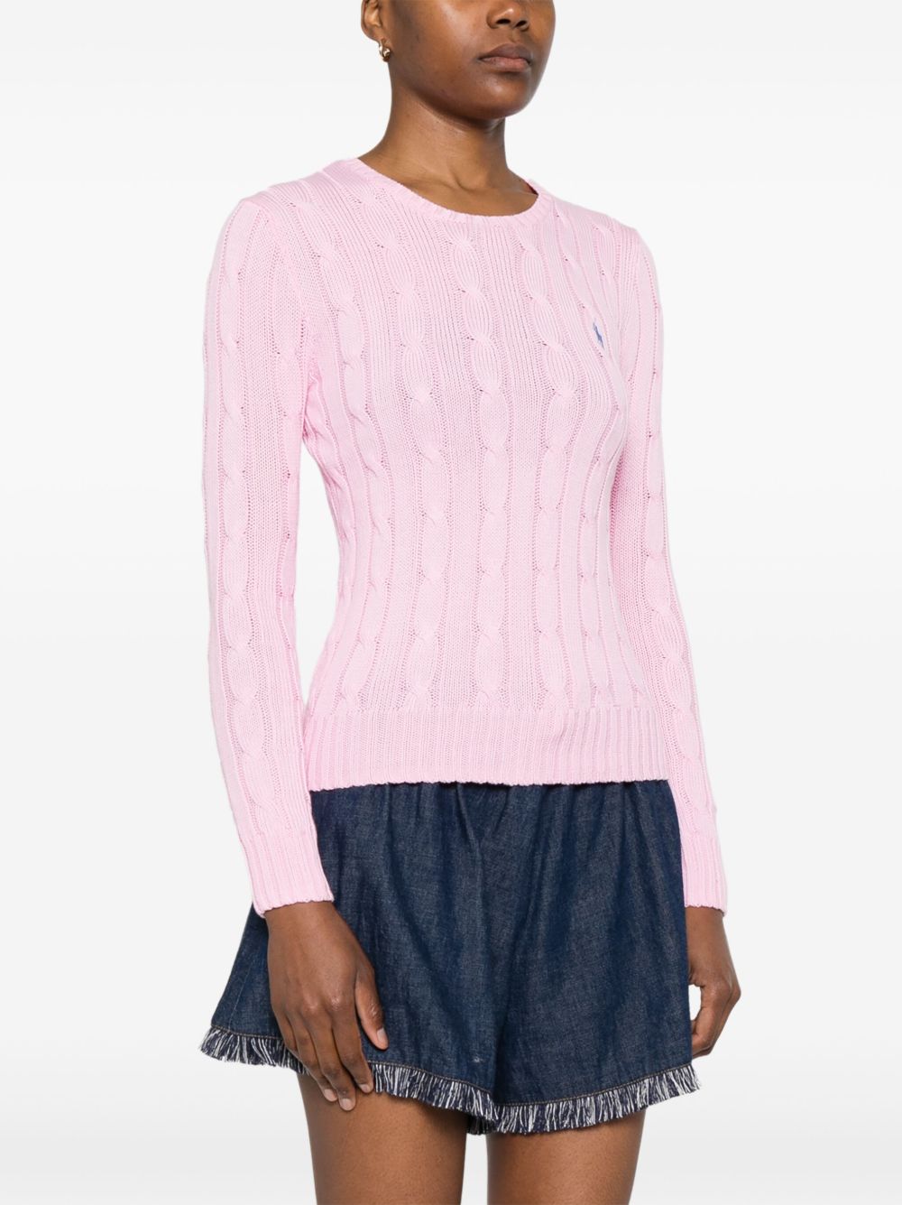 Maglione con logo rosa cipria