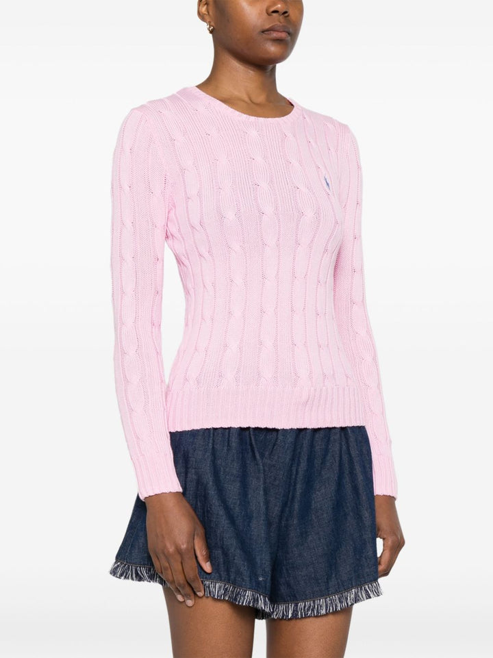 Maglione con logo rosa cipria