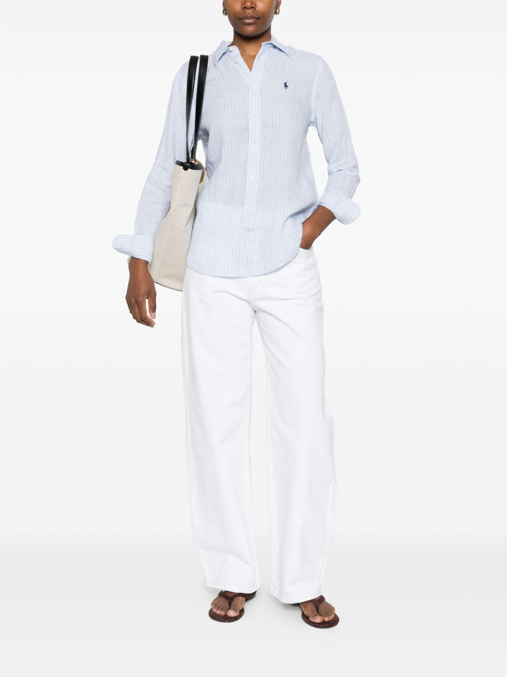 Camicia a righe a maniche lunghe