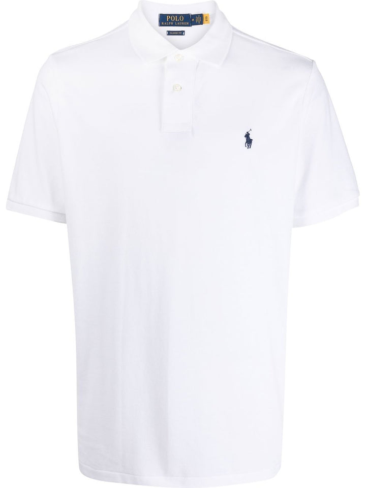 Polo di cotone mezza manica con colletto, bottoni e logo