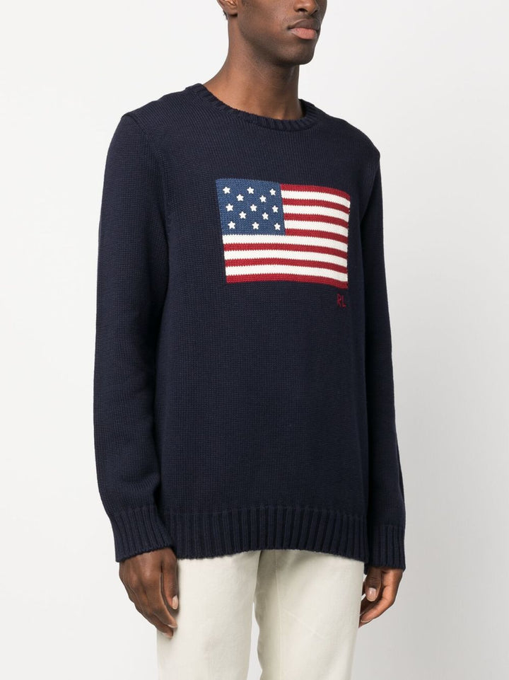 maglione girocollo con bandiera