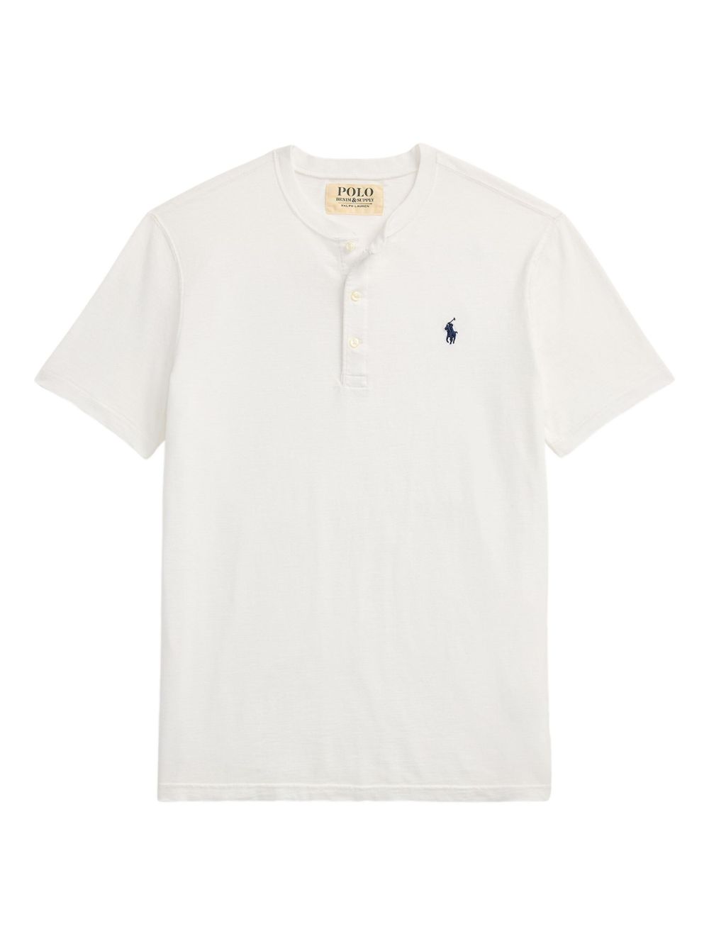Maglia Serafino di cotone mezza manica con bottoni e logo