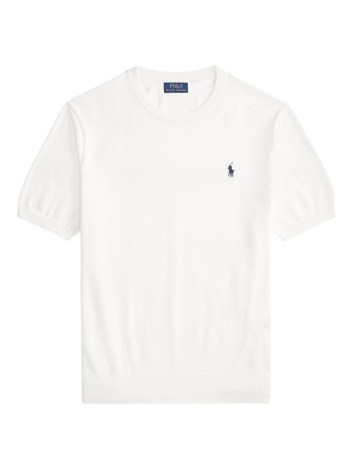Maglia in cotone girocollo, mezza manica e logo