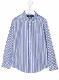 Camicia a righe con bottoni manica lunga e logo