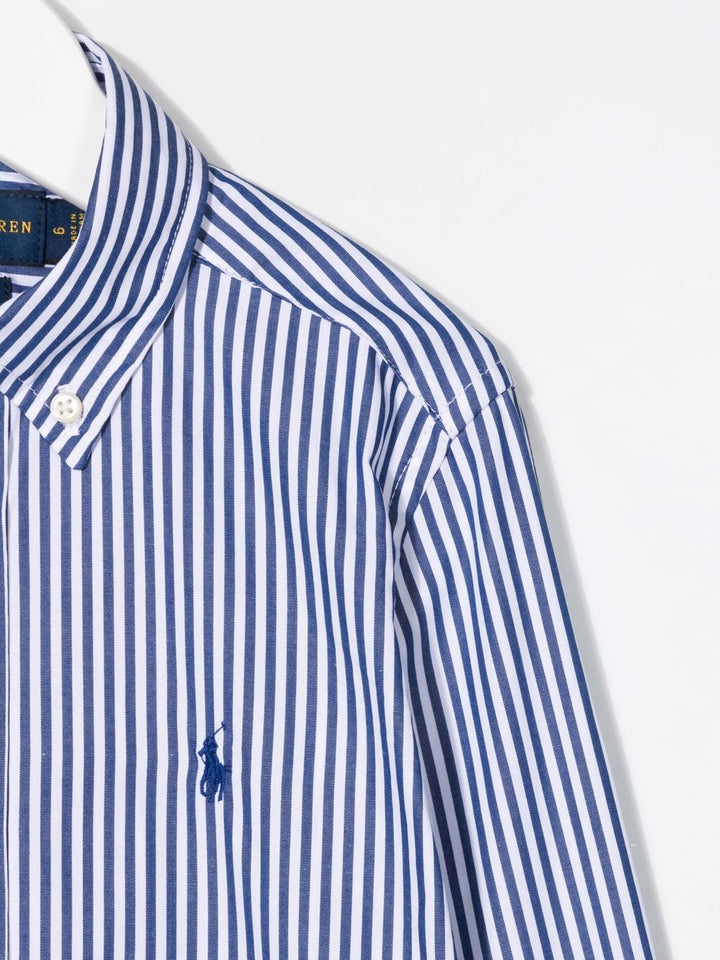 Camicia a righe con bottoni manica lunga e logo