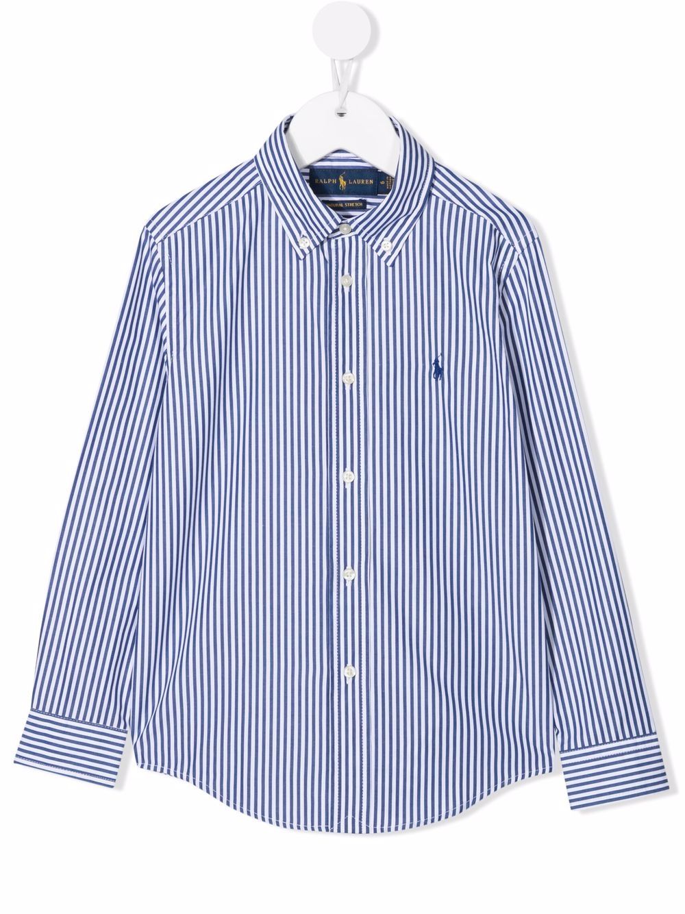Camicia a righe con bottoni manica lunga e logo