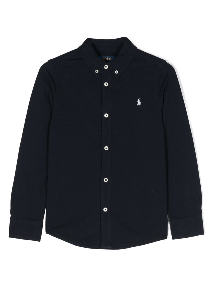Camicia con bottoni manica lunga e logo